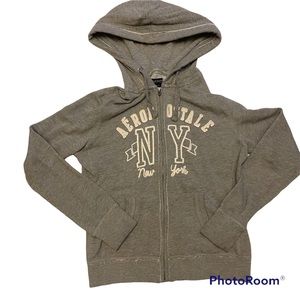 Aeropostale Full-Zip Light Grey Long Sleeve Hoodie '87 Series Size Meduim